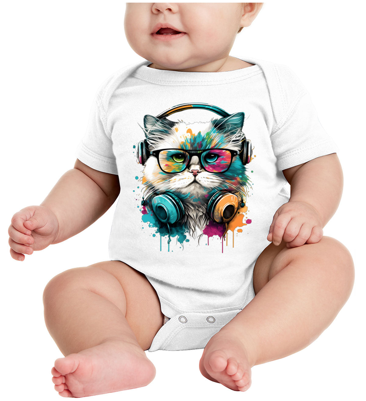 Cat Wearing Glasses Baby Onesie