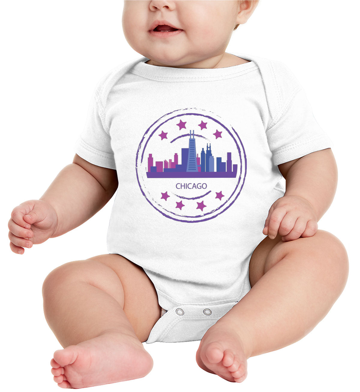 Chicago Stamp Baby Onesie
