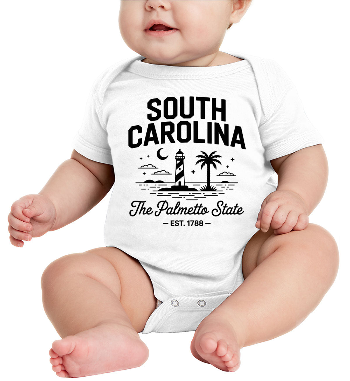 South Carolina Cityscape Illustration The Palmetto State Baby Onesie