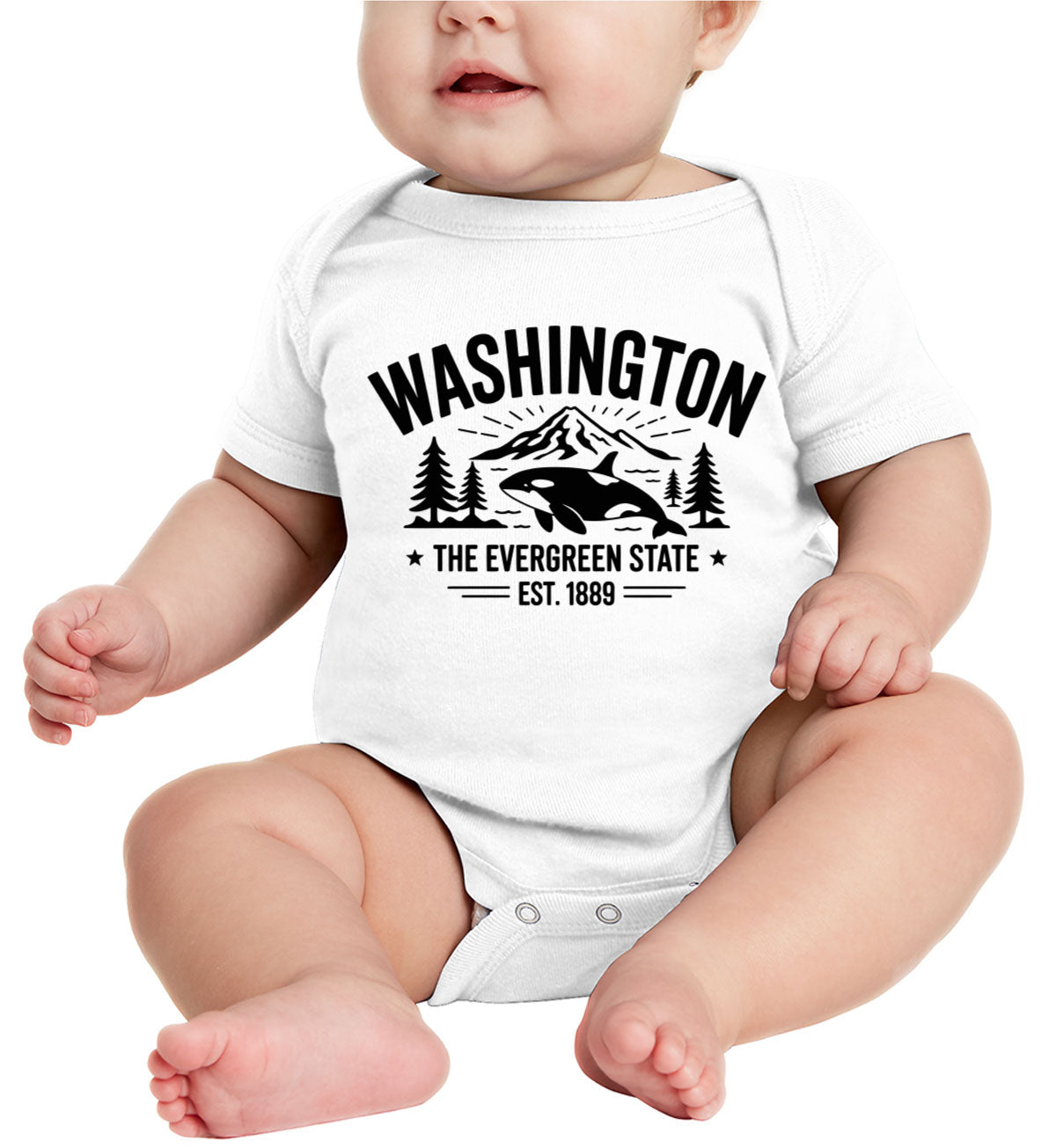Washington Cityscape Illustration The Evergreen State Baby Onesie