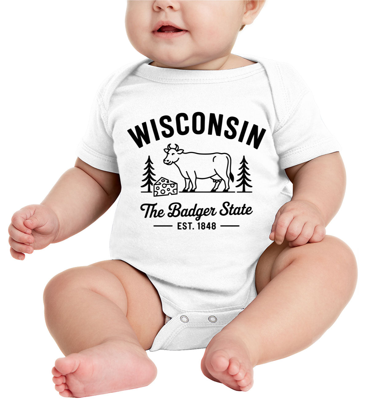 Wisconsin Cityscape Illustration The Badger State Baby Onesie