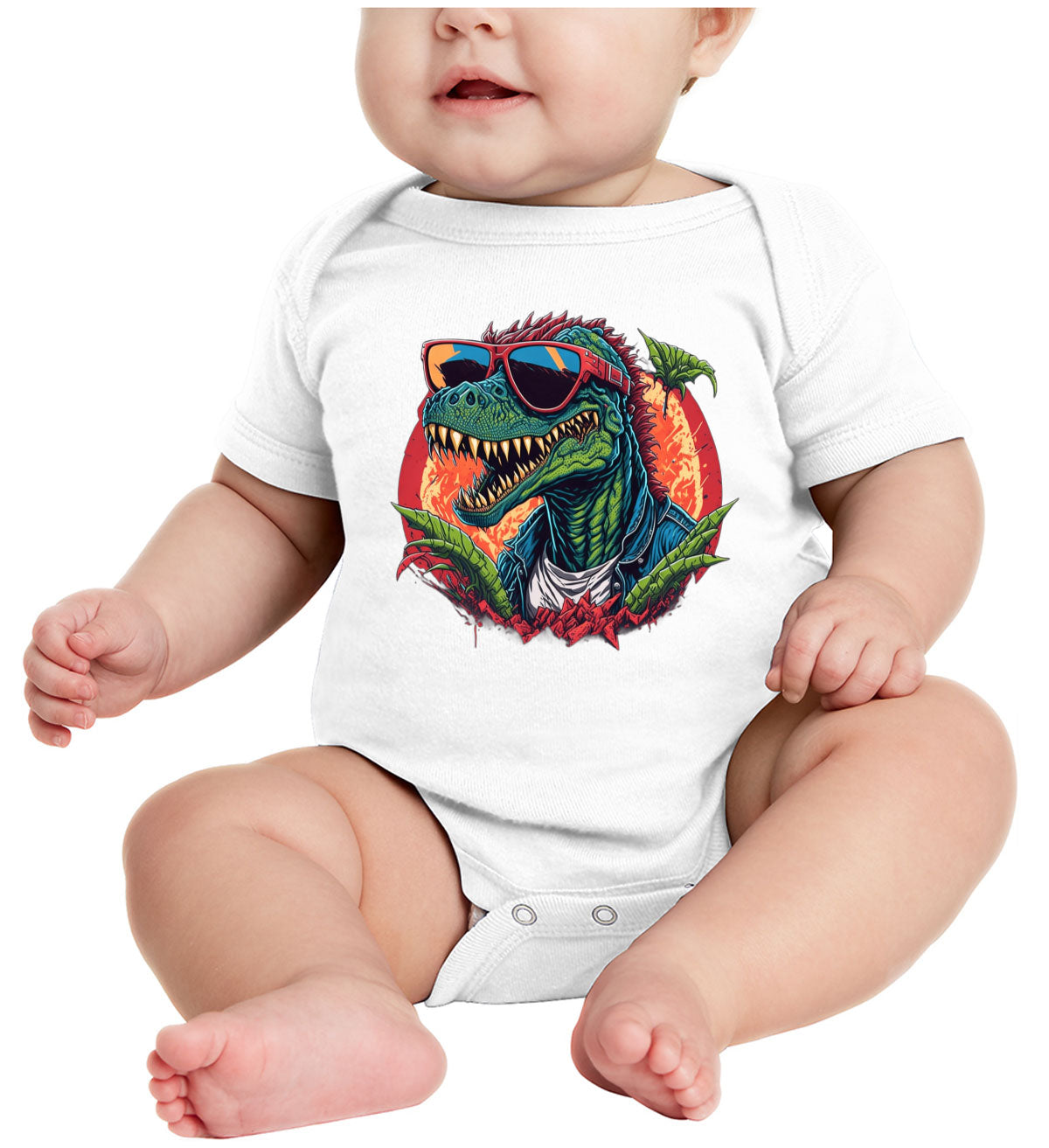 Colorful Dinosaur  Baby Onesie