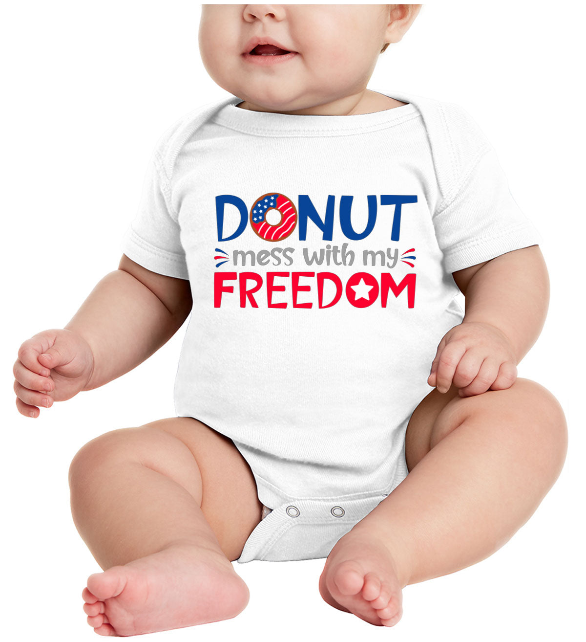 Donut Mess With My Freedom Patriotic Baby Onesie