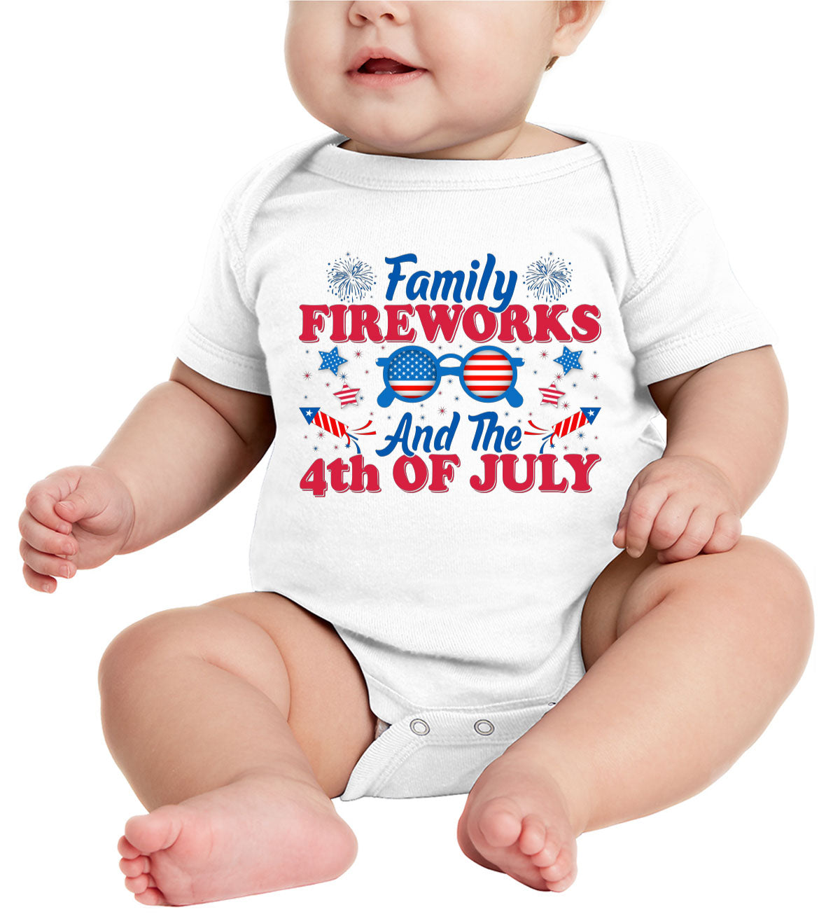 Family Fireworks And The 4th Of July Independence Day Patriotic Baby Onesie