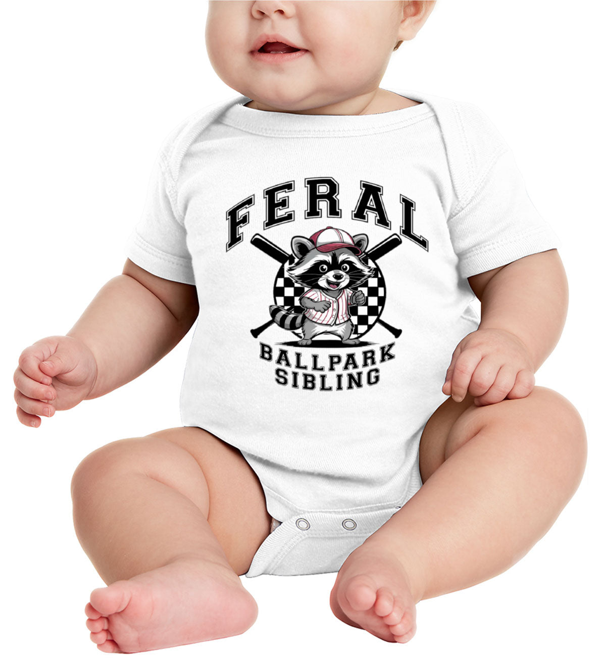 Feral Ballpark Sibling Baseball Baby Onesie
