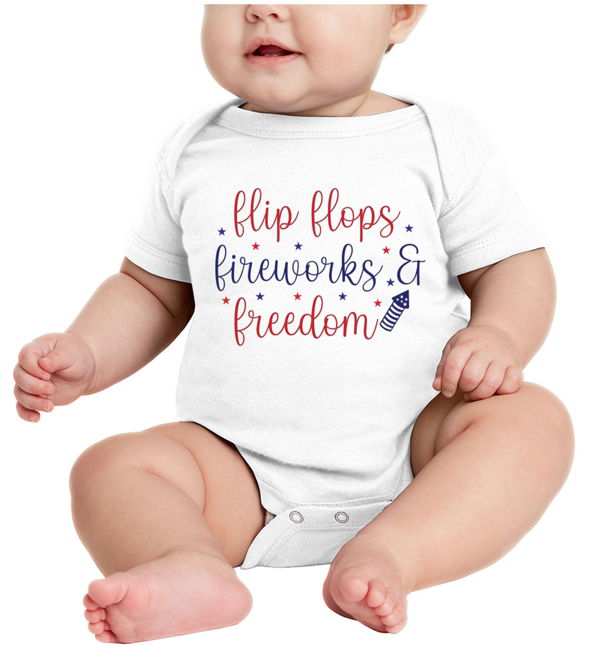 Flip Flops Fireworks And Freedom Patriotic Baby Onesie