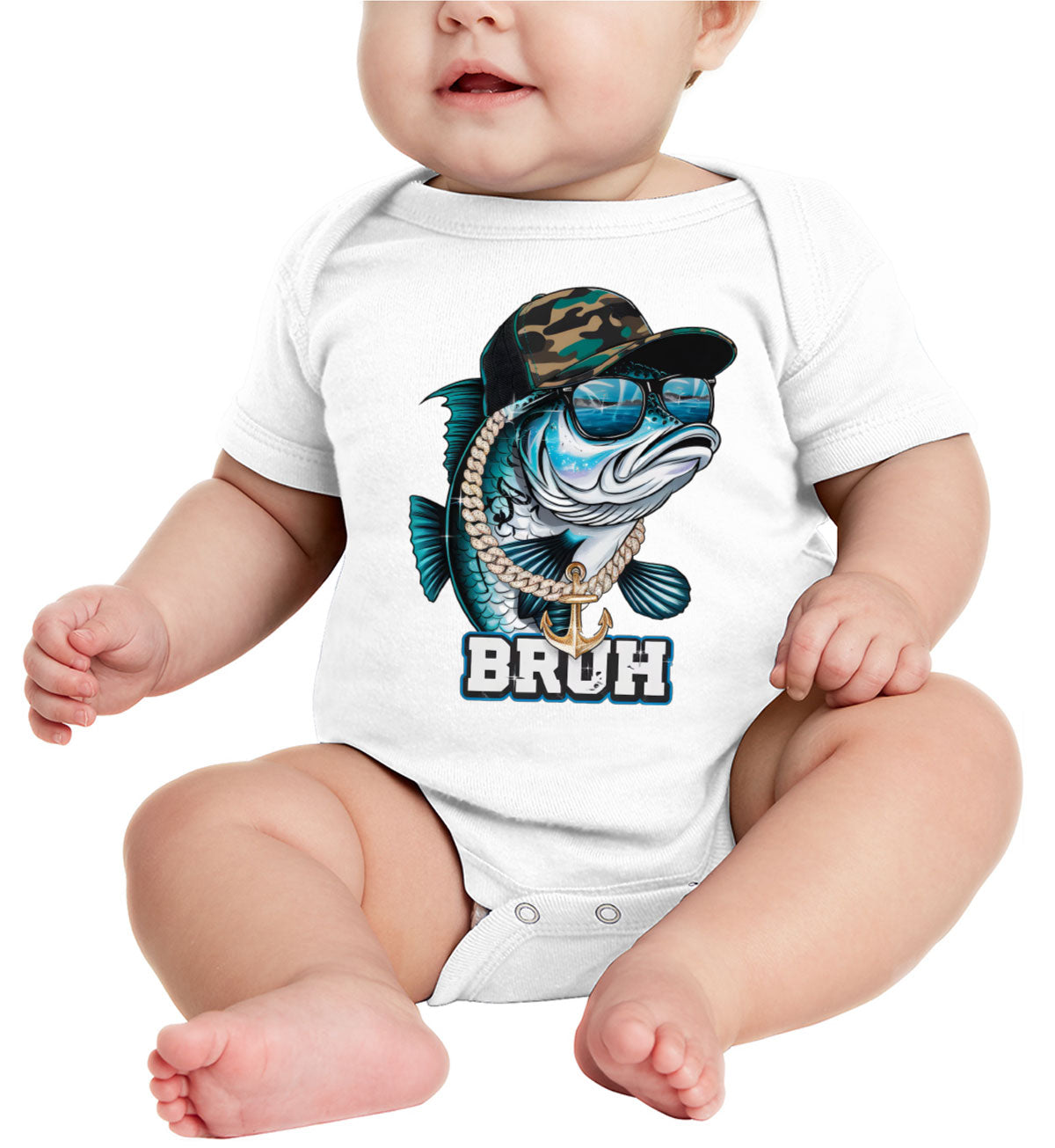 Funny Bass Fishing Baby Onesie