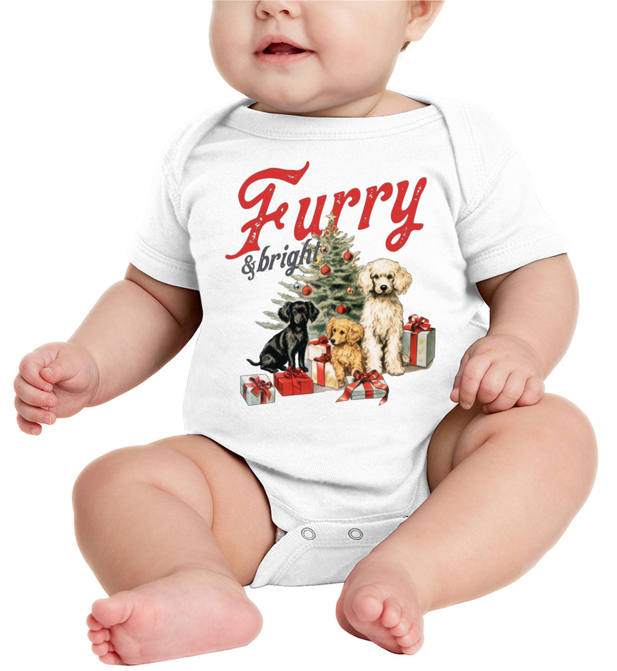 Furry And Bright Christmas Baby Onesie