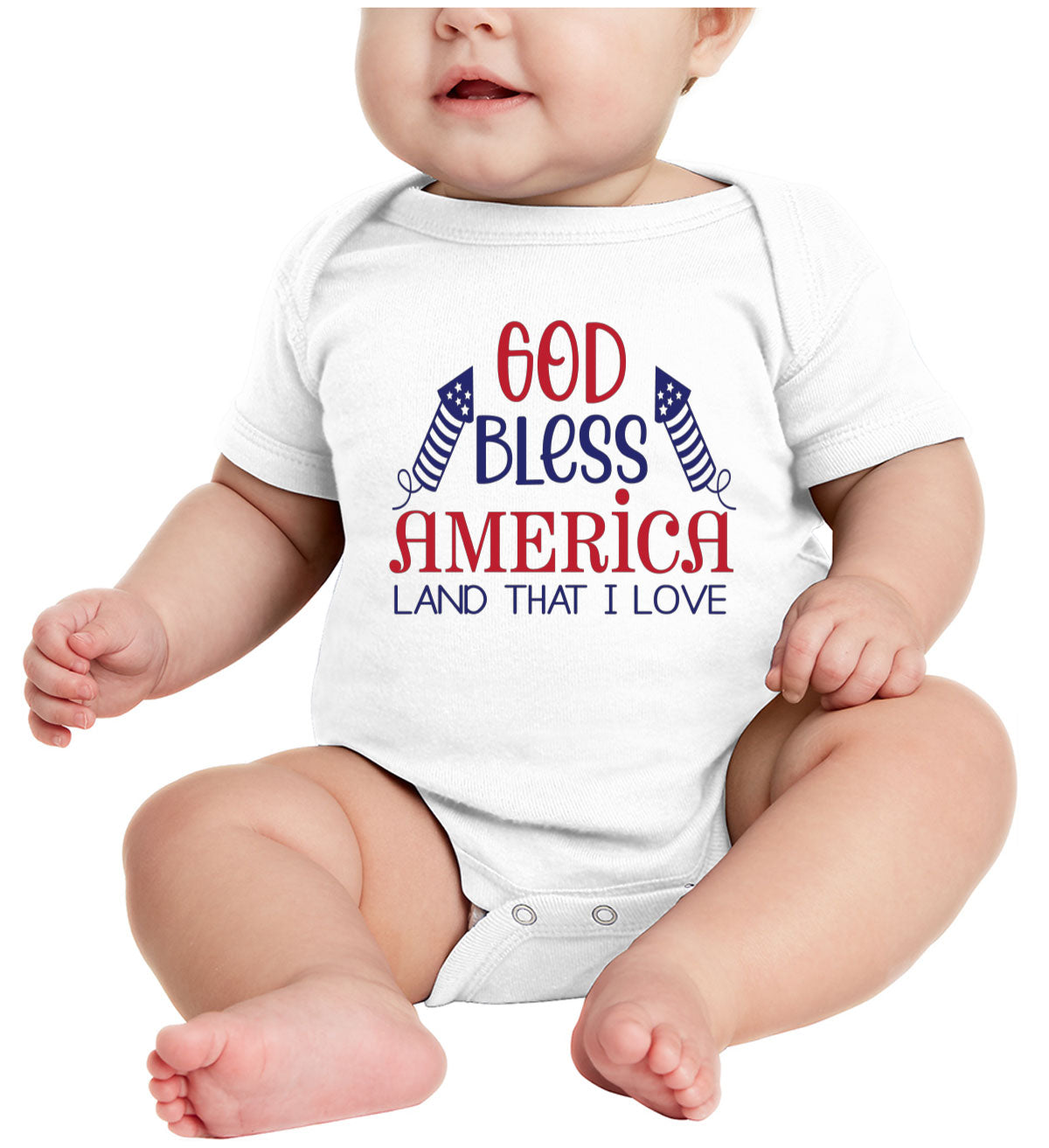 God Bless America Land That I Love Patriotic  Baby Onesie