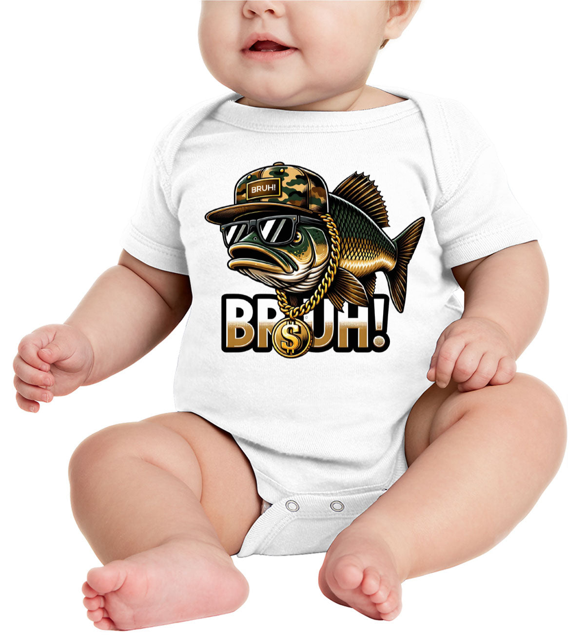 Funny Bass Fishing Baby Onesie