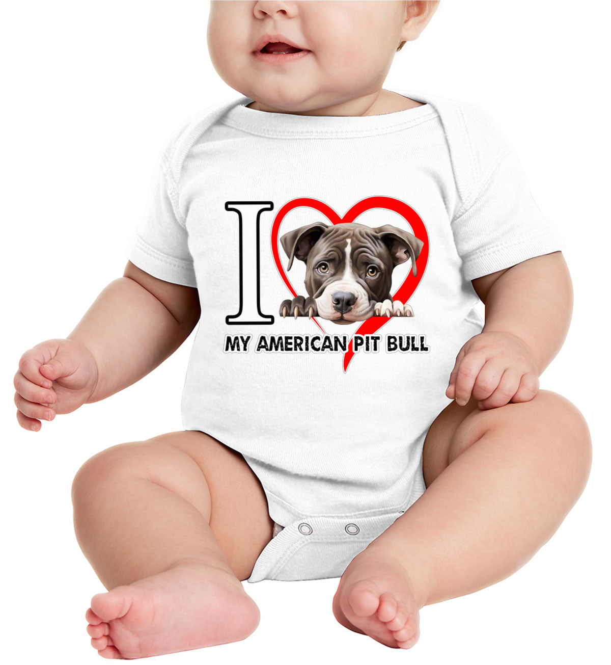 I Love My American Pitpull Dog Baby Onesie