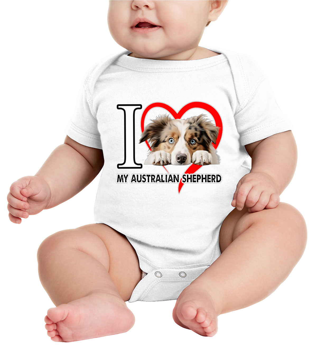 I Love My Australian Shepherd Dog Baby Onesie