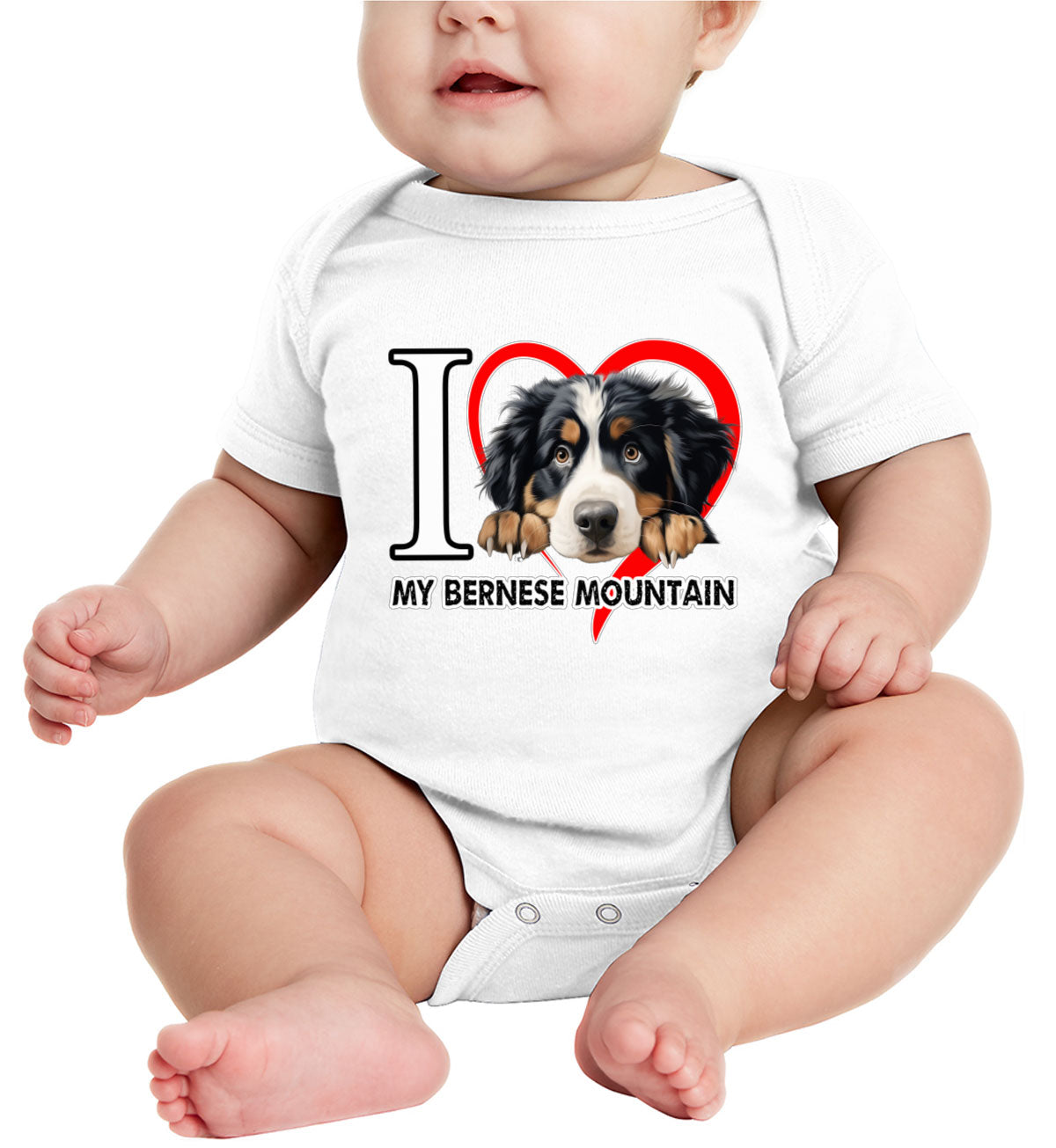 I Love My Bernese Mountain Dog Baby Onesie