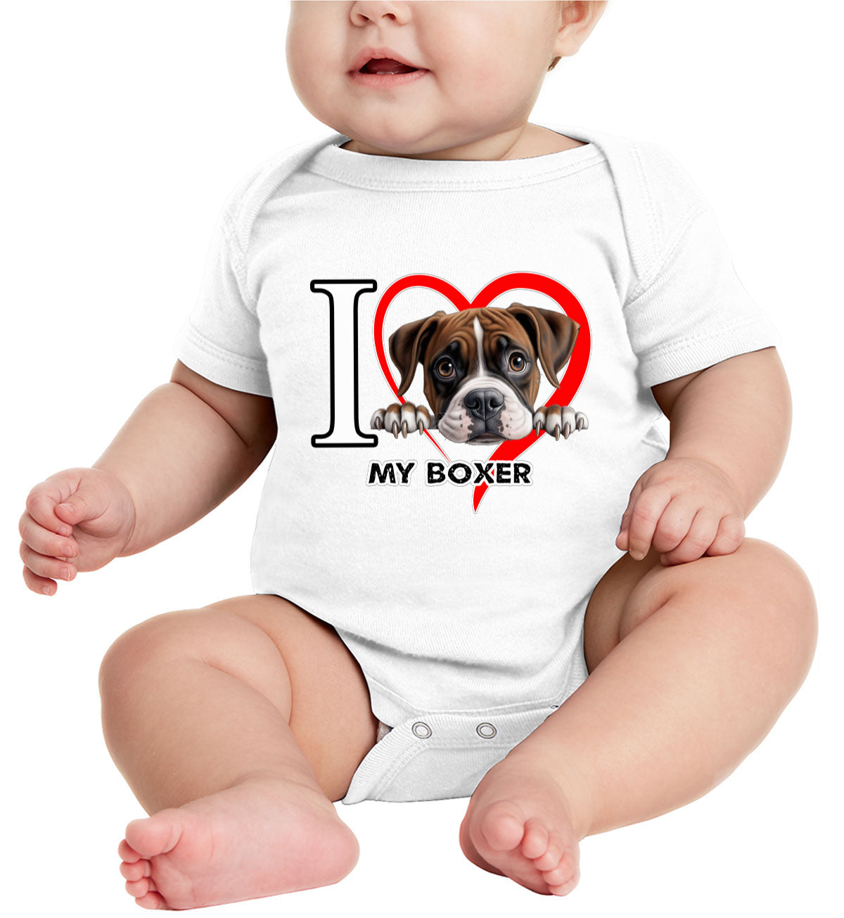 I Love My Boxer Dog Baby Onesie