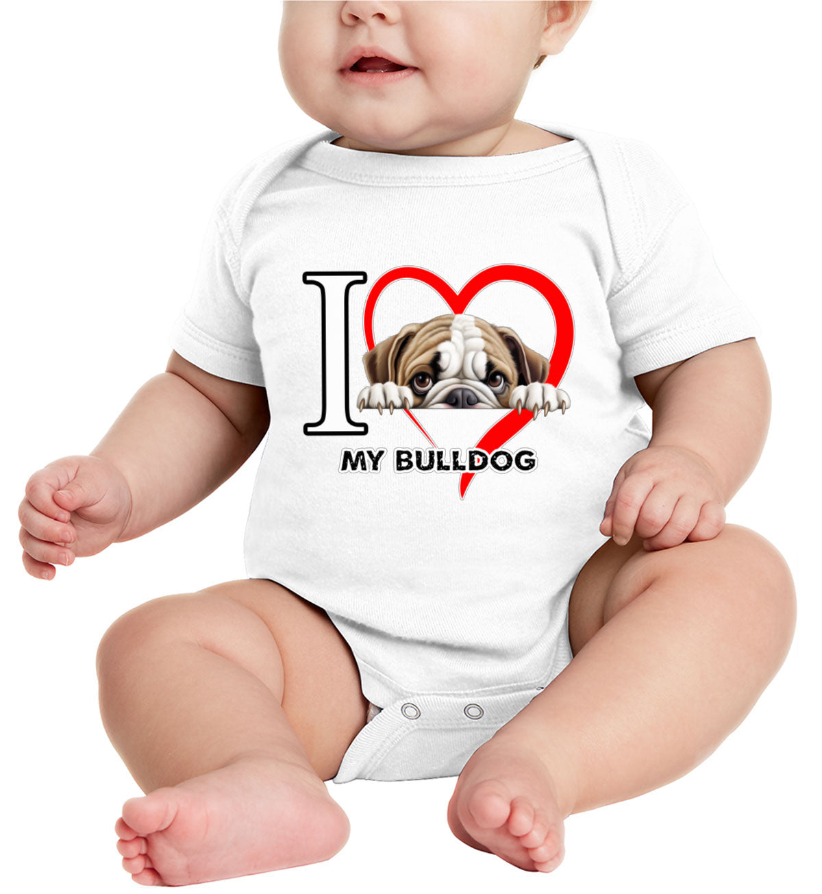 I Love My Bulldog Dog Baby Onesie