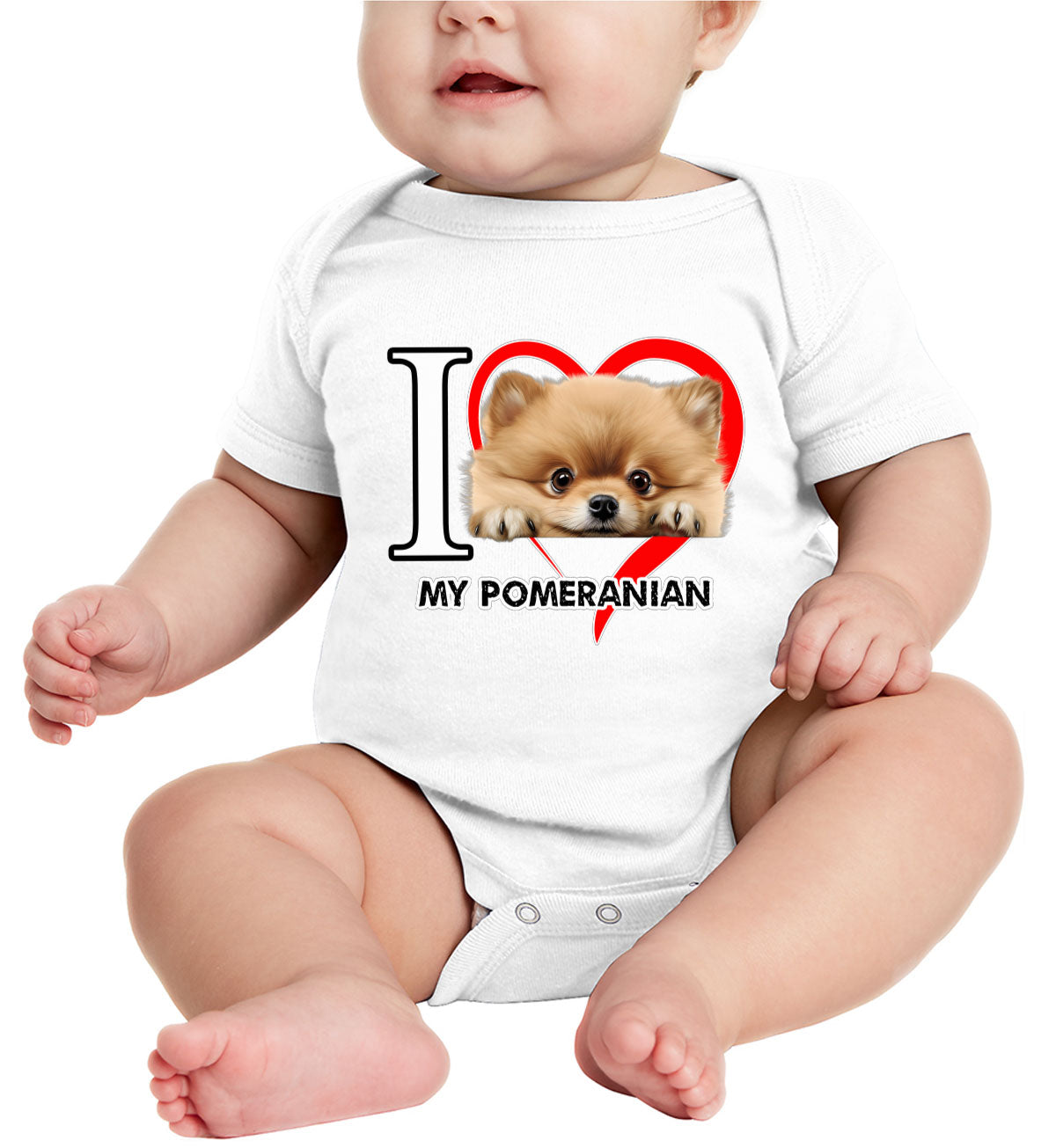 I Love My Pomeranian Dog Baby Onesie