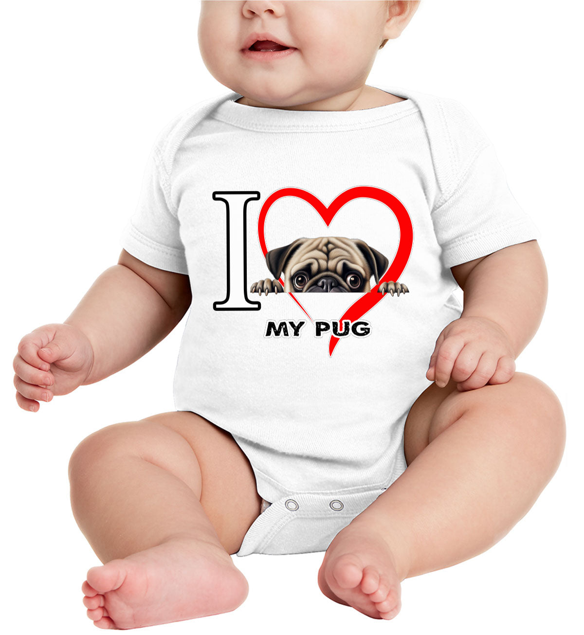 I Love My Pug Dog Baby Onesie