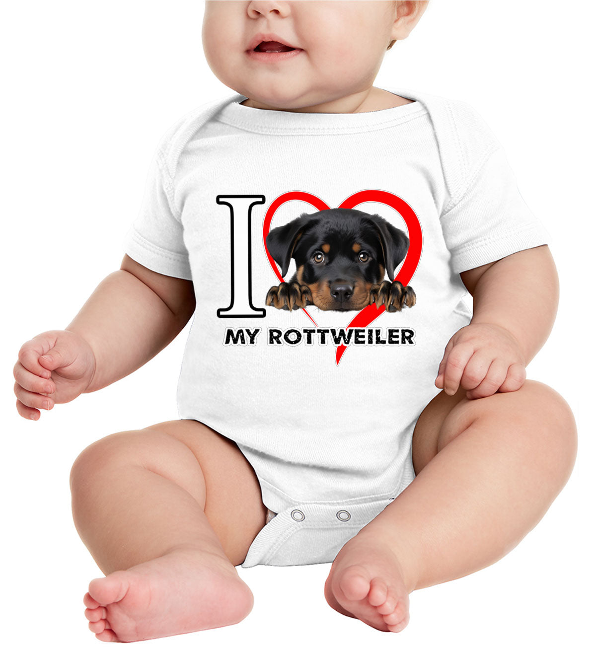 I Love My Rottweiler Dog Baby Onesie