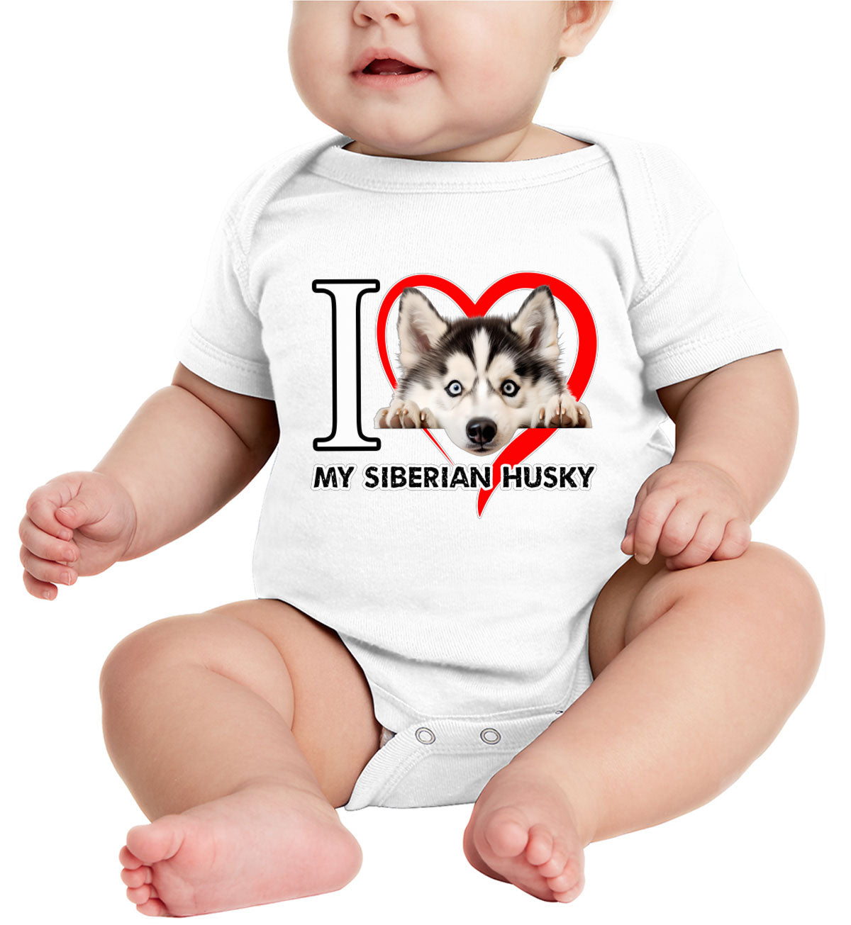 I Love My Siberian Husky Dog Baby Onesie