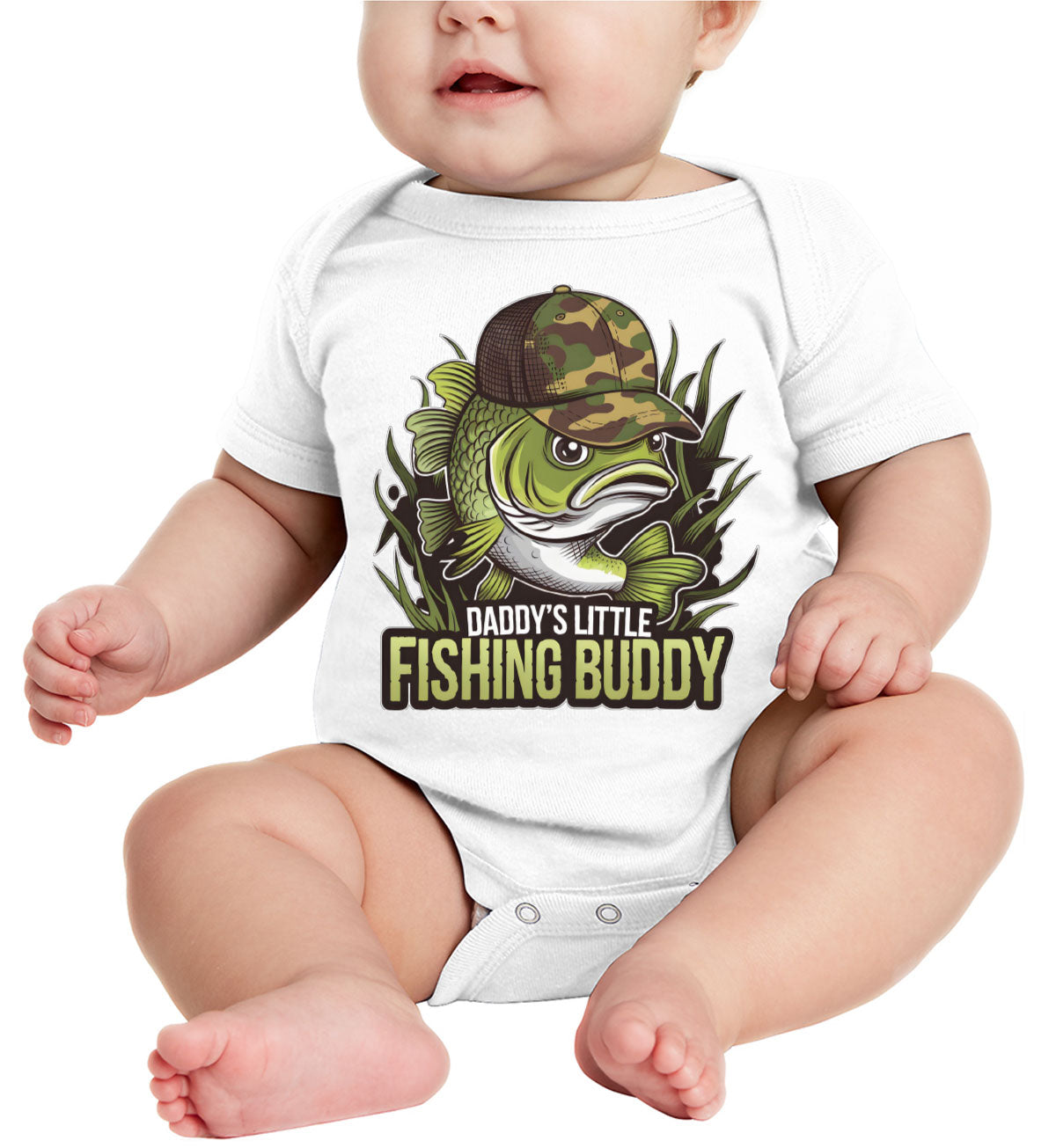 Daddy's Little Fishing Buddy Baby Onesie