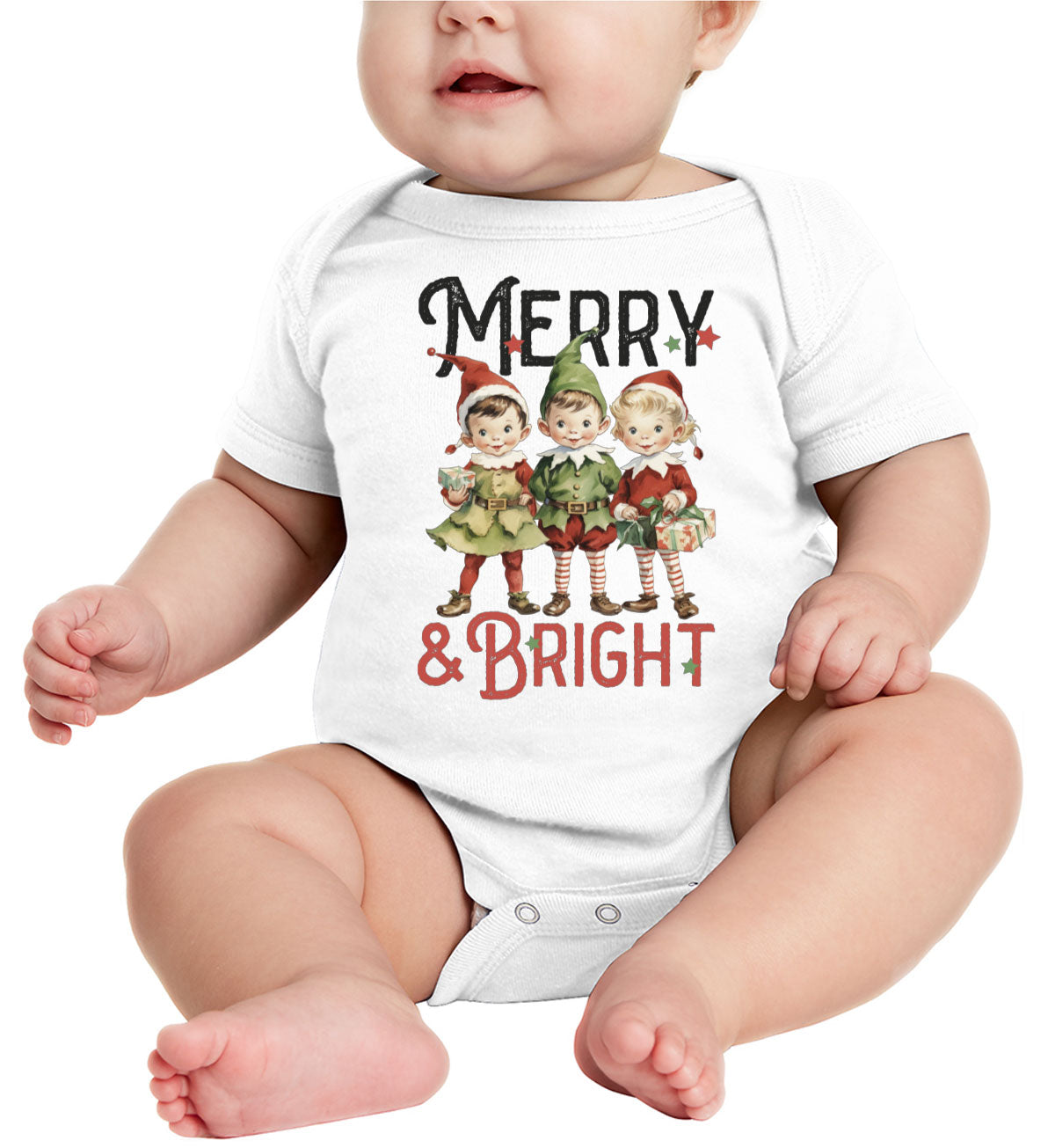 Merry And Bright Christmas Baby Onesie