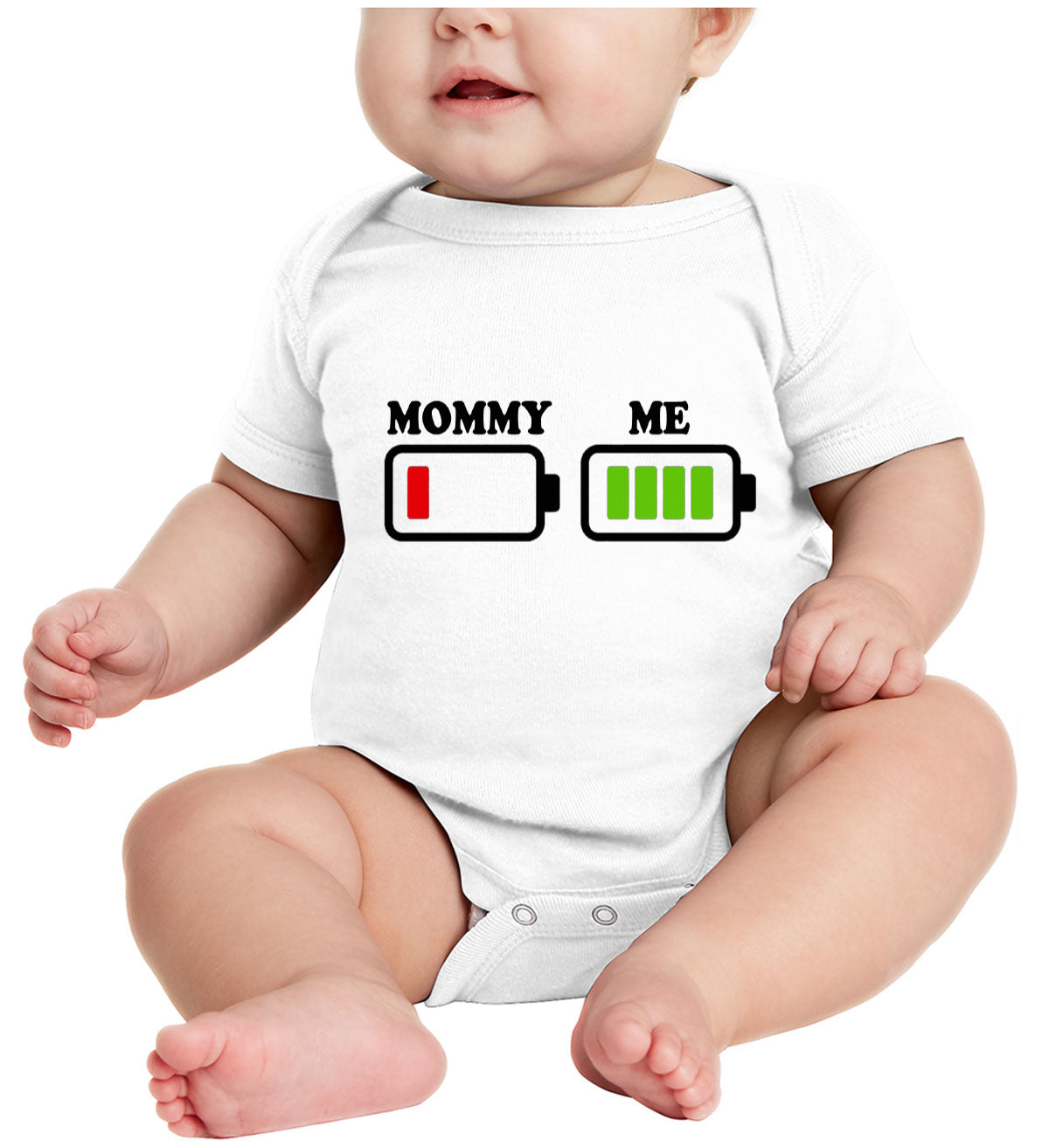 Mommy And Me Battery Level Baby Onesie