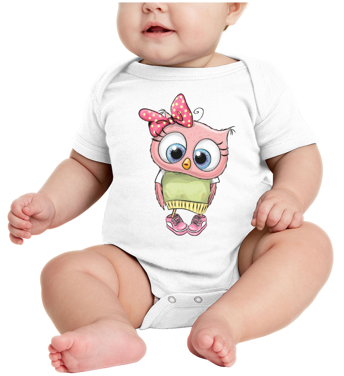 Cute Owl Cartoon Baby Onesie