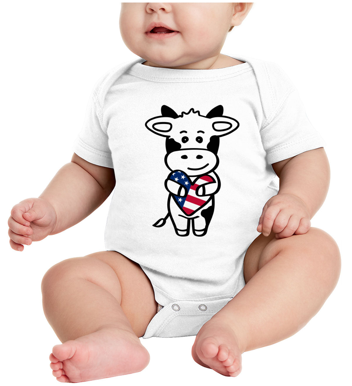 American Cow Patriotic Baby Onesie