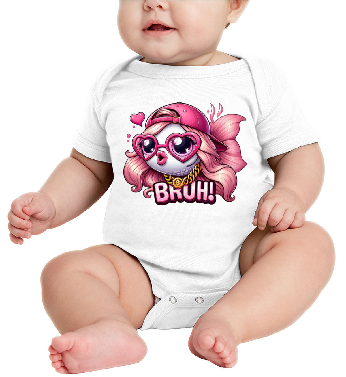 Pink Bass Fishing Baby Onesie