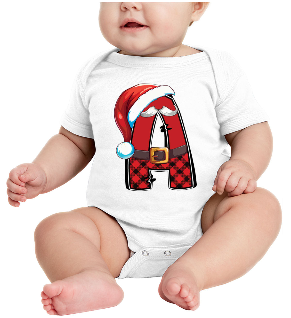 Christmas Santa Alphabet Letters [Custom Initial] Baby Onesie