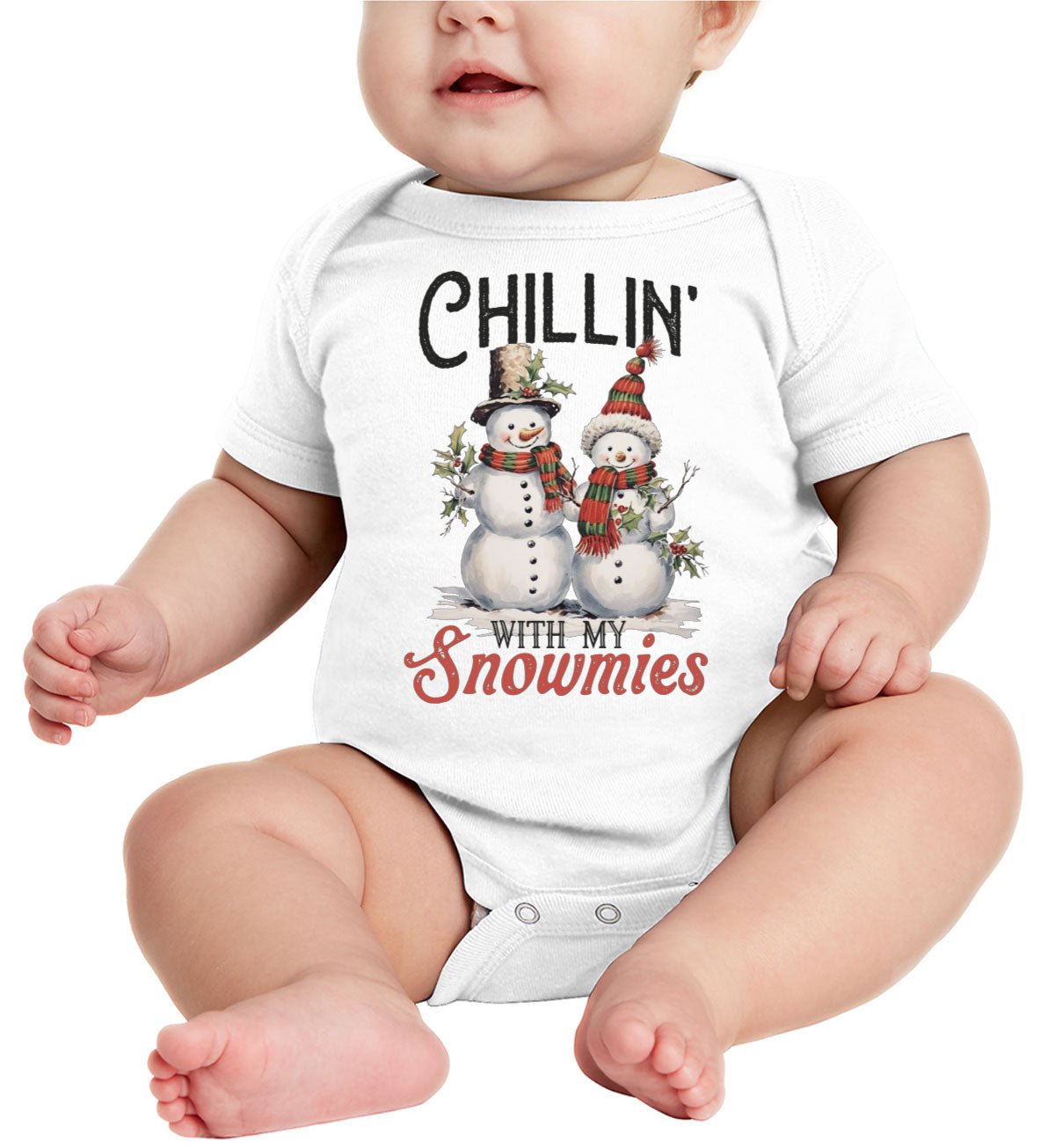 Chillin' With My Snowmies Christmas Baby Onesie