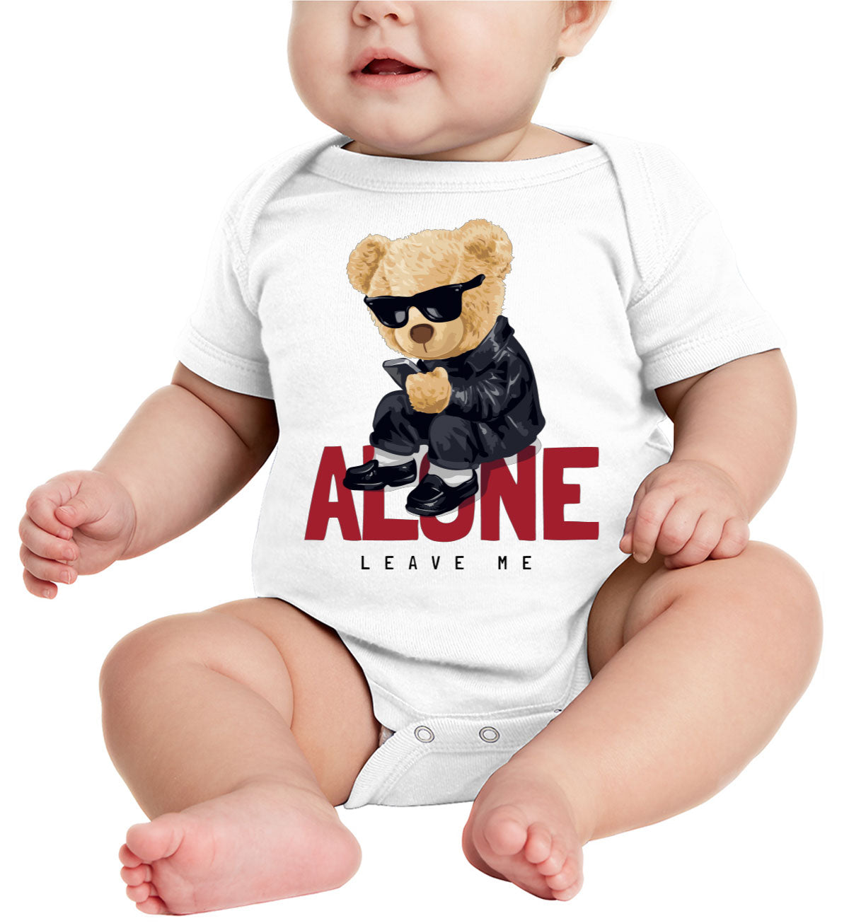 Teddy Bear Leave Me Alone Baby Onesie