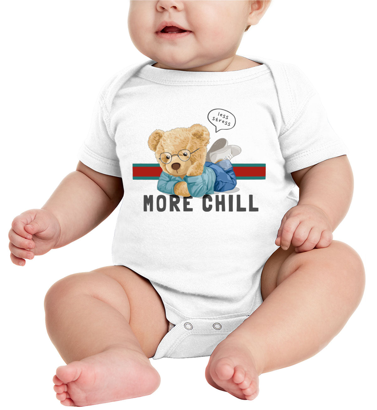 Teddy Bear Less Stress More Chill Baby Onesie