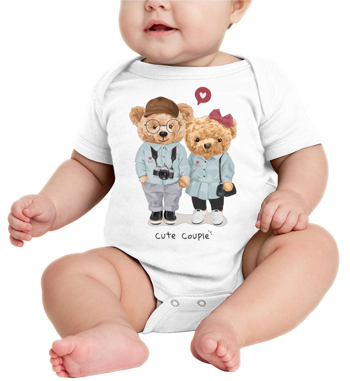 Teddy Bear Cute Couple Baby Onesie