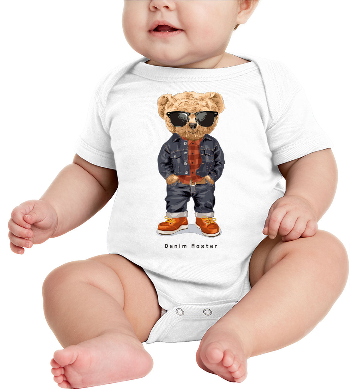 Teddy Bear Denim Master Baby Onesie