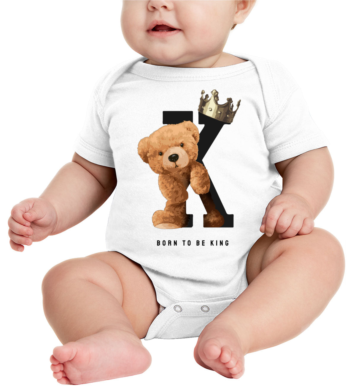 Teddy Bear Born To Be King Baby Onesie