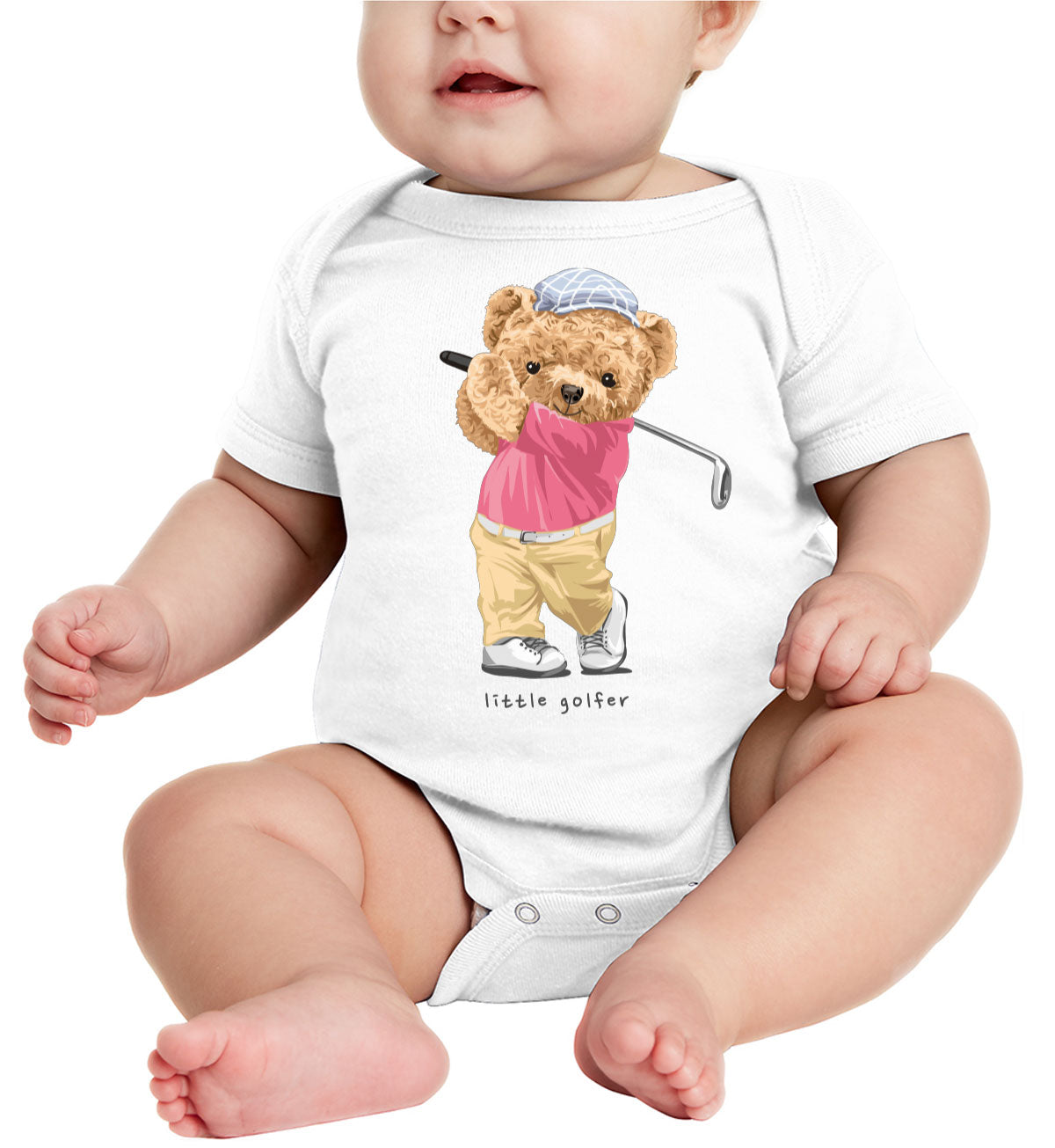 Teddy Bear Lil Golfer Baby Onesie