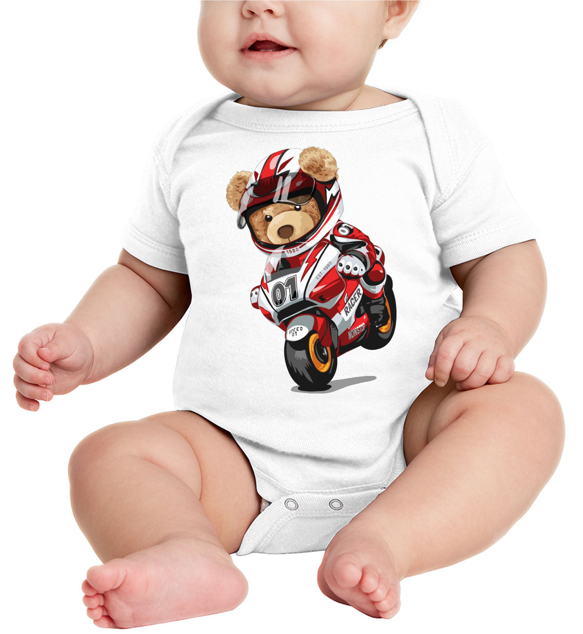 Teddy Bear Motorcycle Baby Onesie