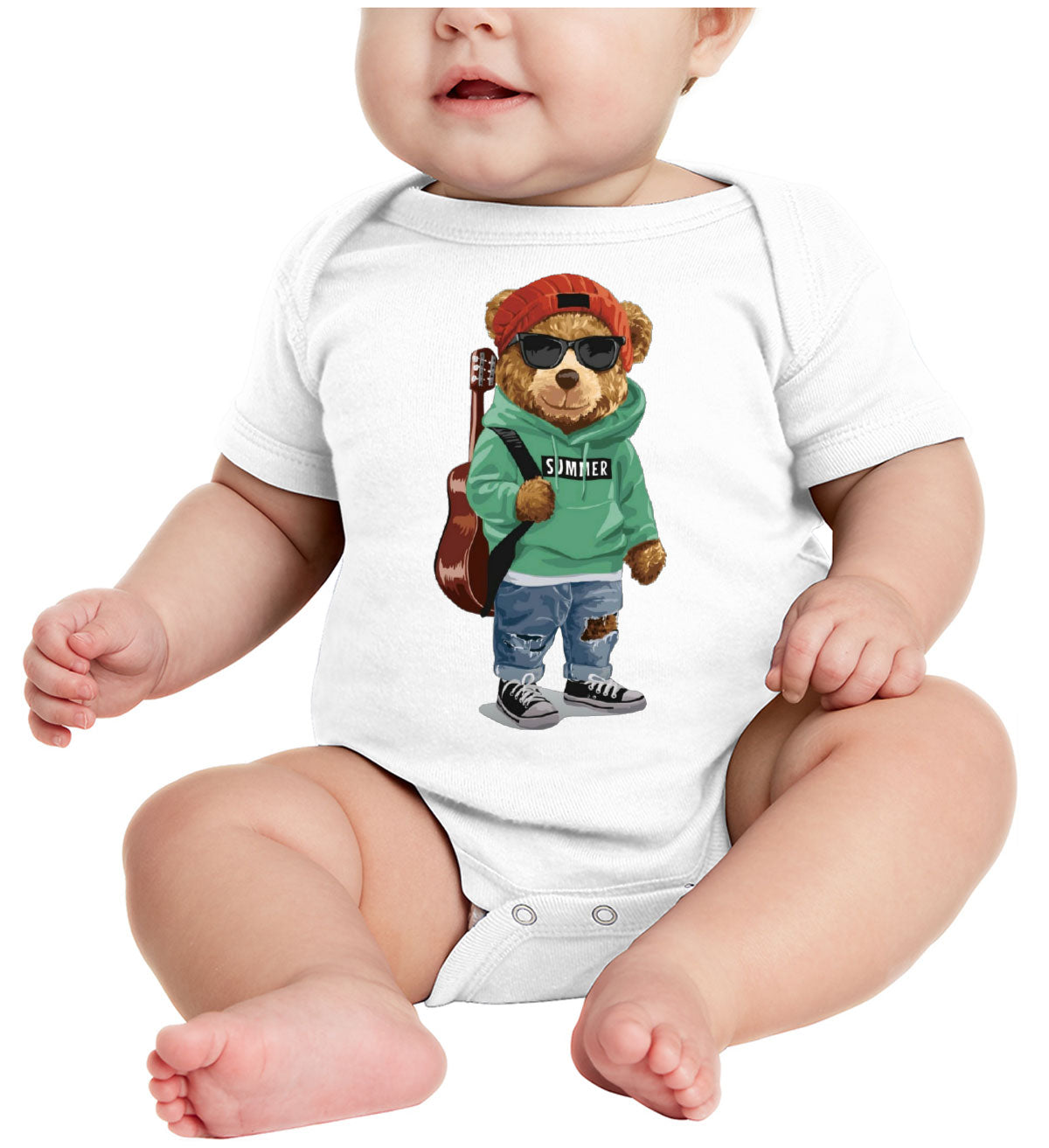 Teddy Bear Musician Baby Onesie