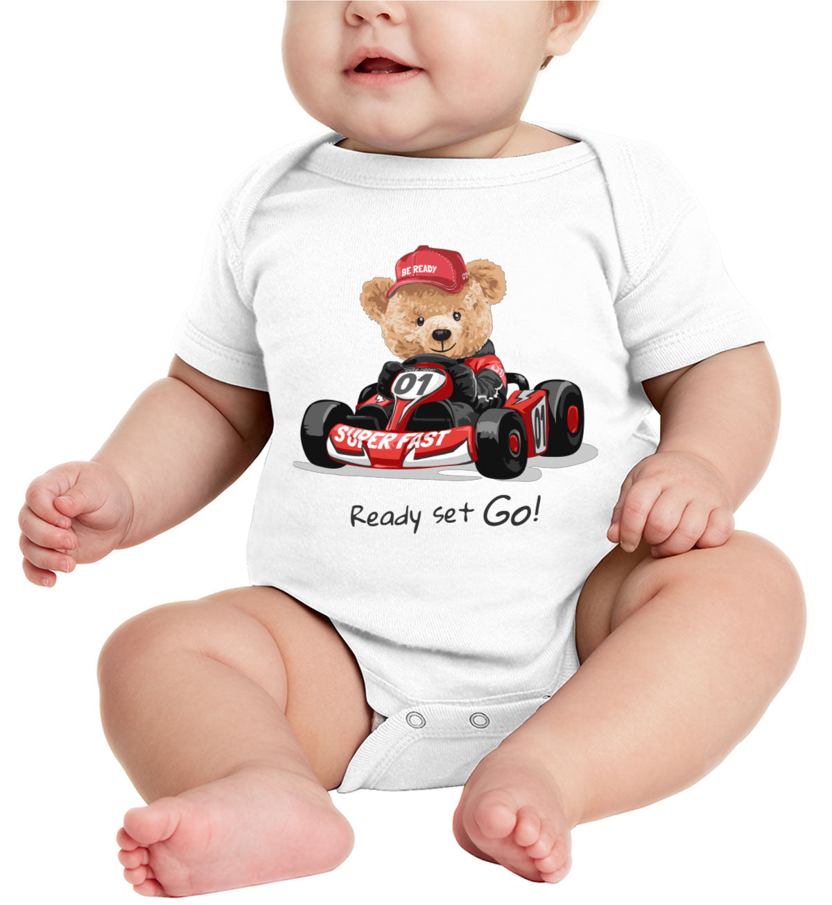 Teddy Bear Racer Baby Onesie