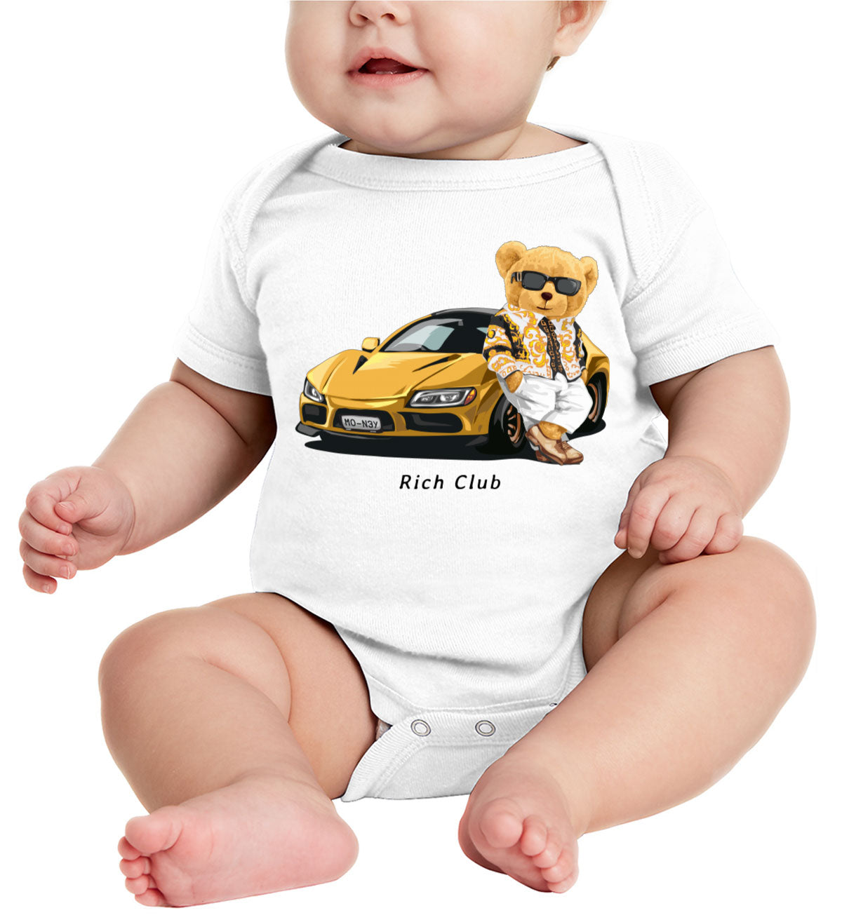 Teddy Bear Rich Club Baby Onesie