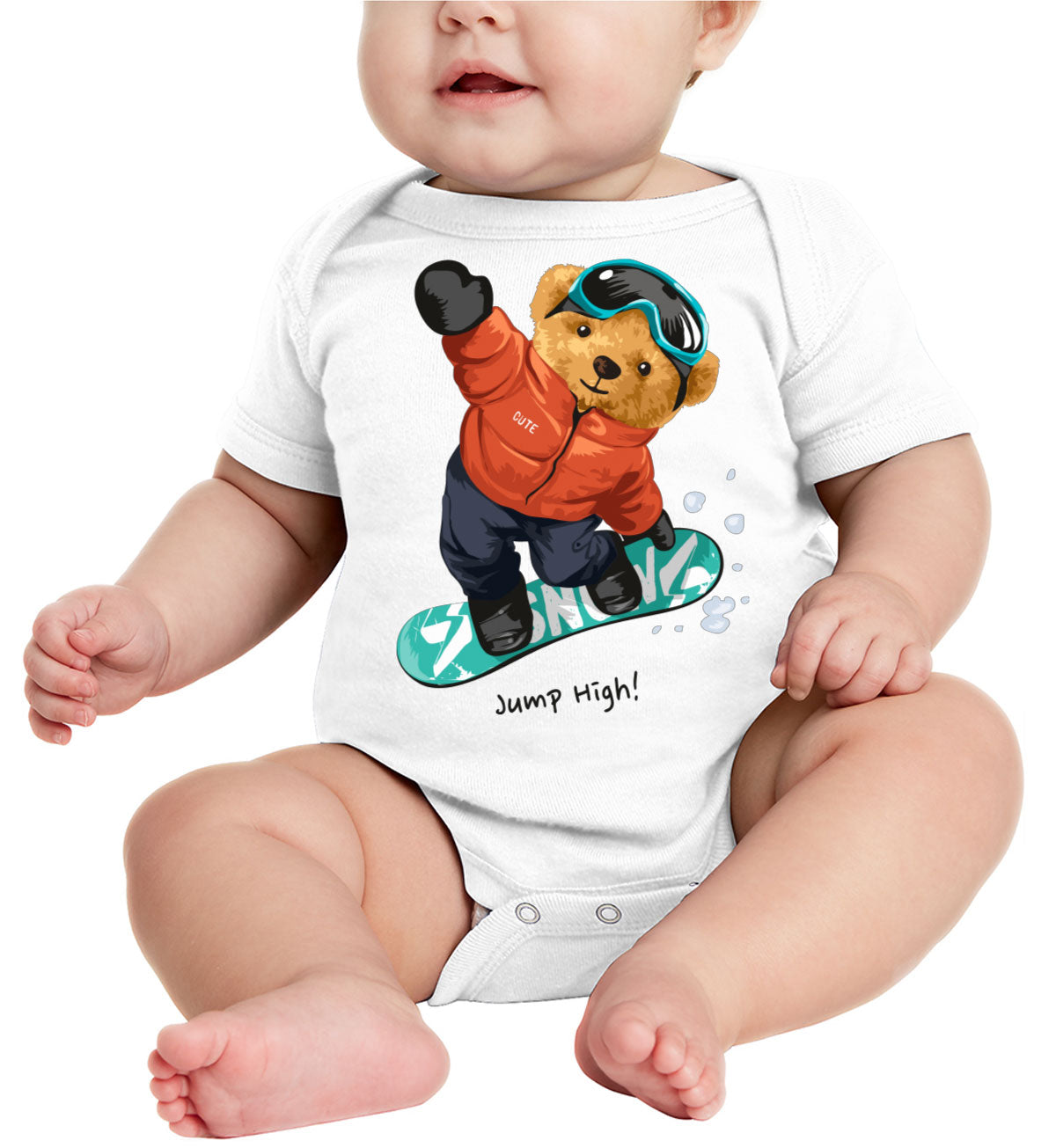 Teddy Bear Ski Board Baby Onesie