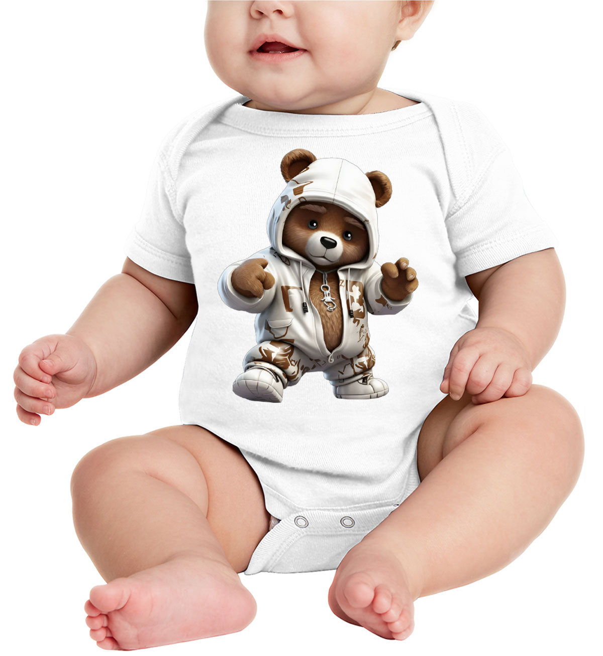 Teddy Bear Wearing Streetwear Baby Onesie