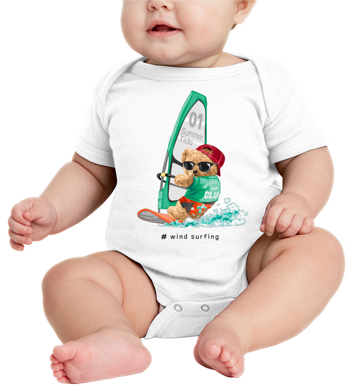 Teddy Bear Surfing Baby Onesie