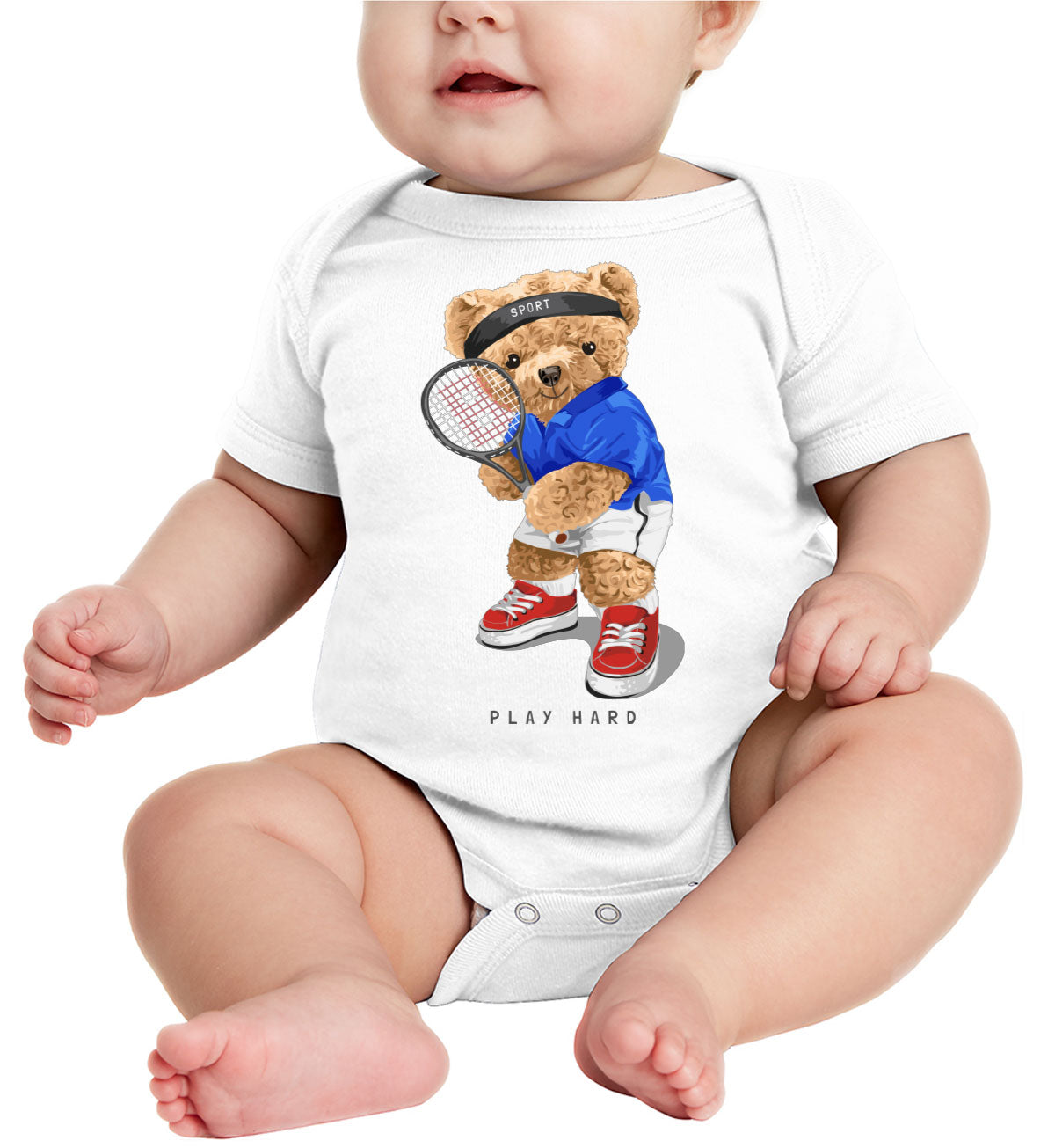 Teddy Bear Tennis Baby Onesie