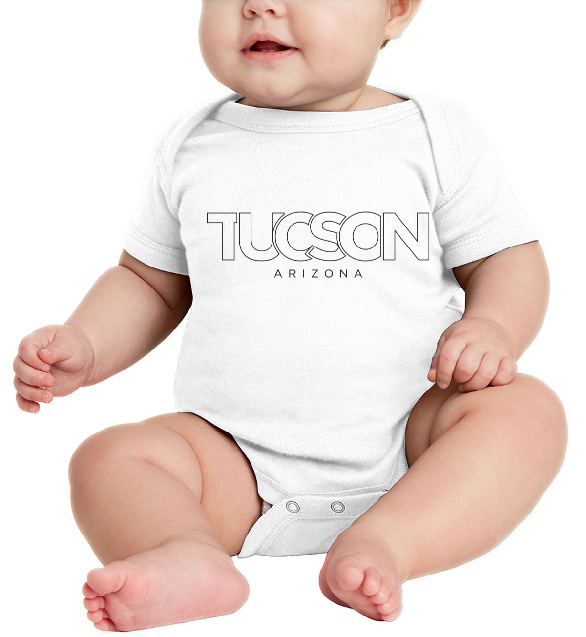 Tucson Arizona Outline Typography Baby Onesie