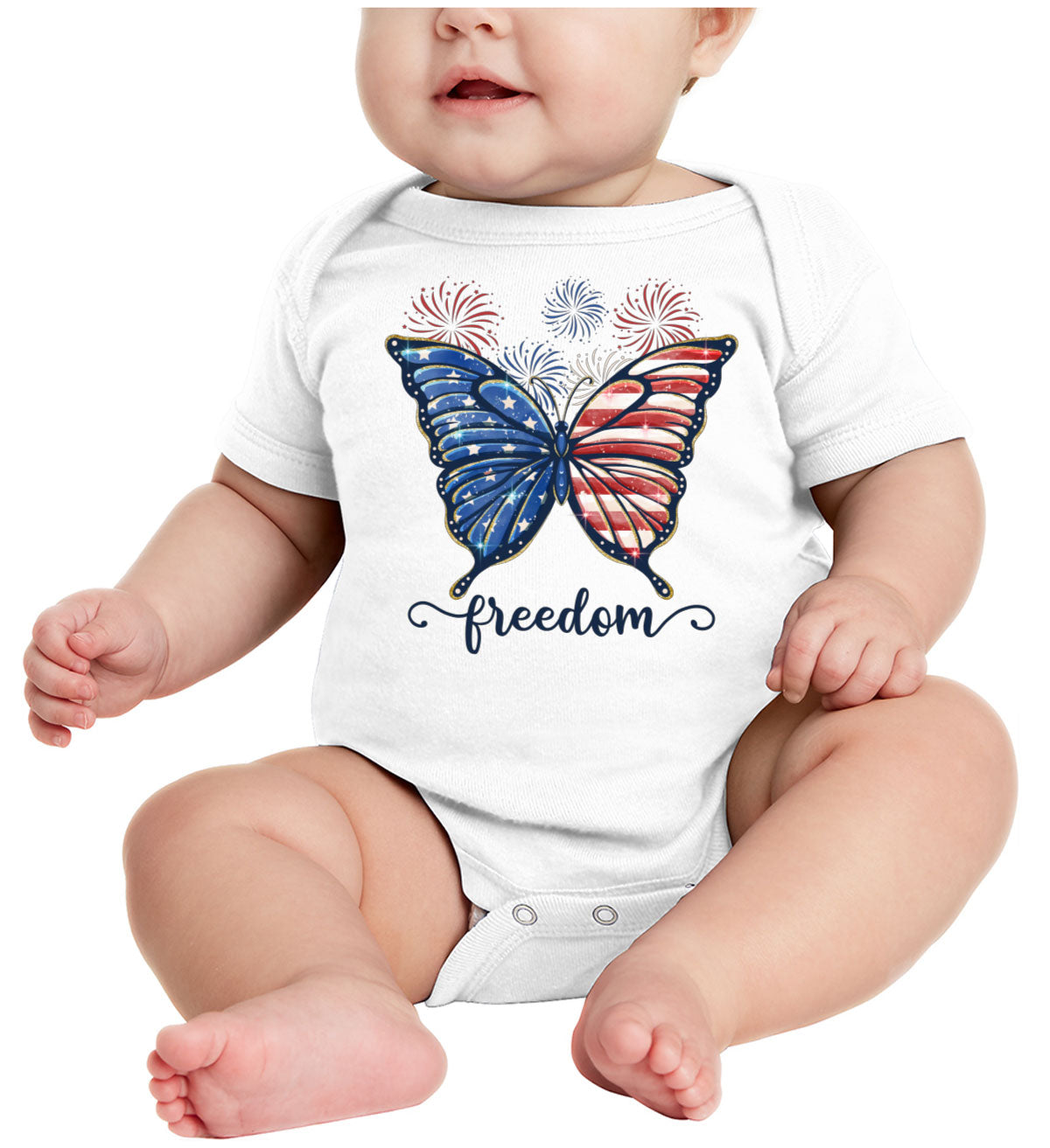 Freedom Butterfly USA Patriotic Baby Onesie