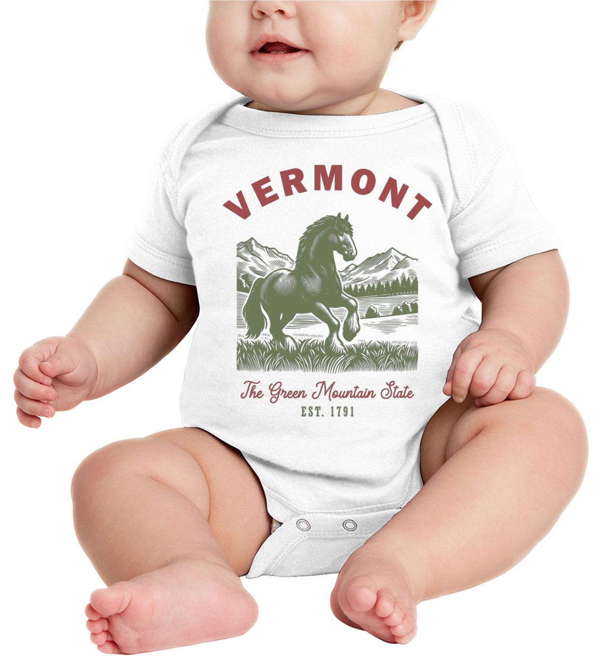 Vermont State Vintage Baby Onesie