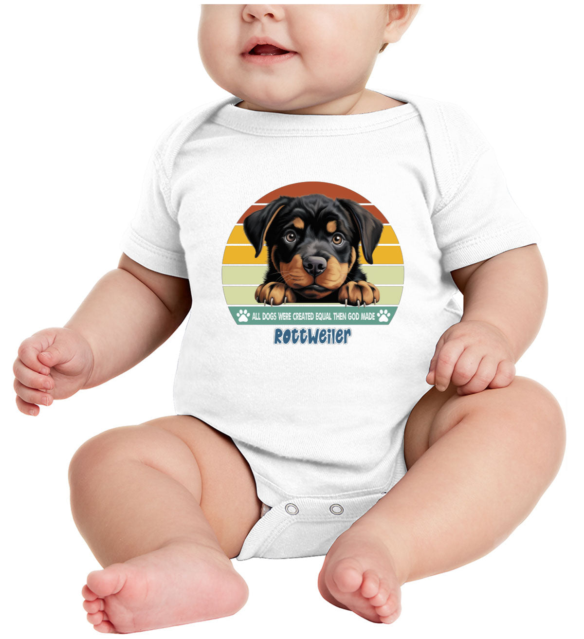 All Dogs Were Created Equal Rottweiler Baby Onesie