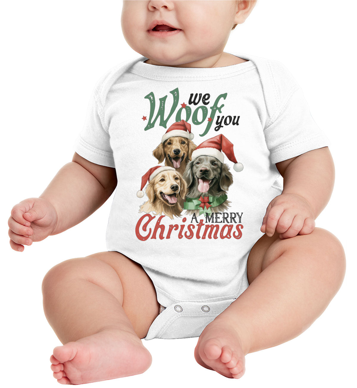 We Woof You A Merry Christmas Baby Onesie